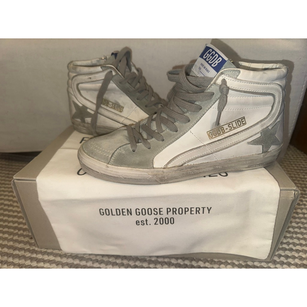 New Golden Goose Slide Classic White Gray Sneakers Size 10 - Picture 3 of 9
